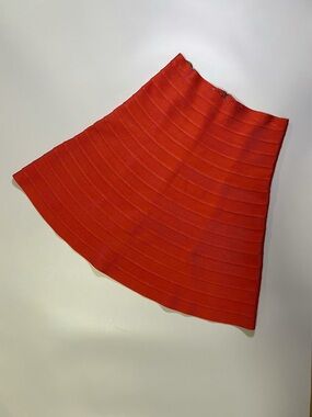 herve leger coral bandage midi skirt